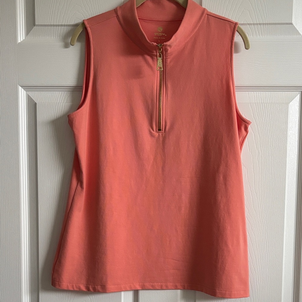 Spartina 449 Coral Zip-Up Tank Top